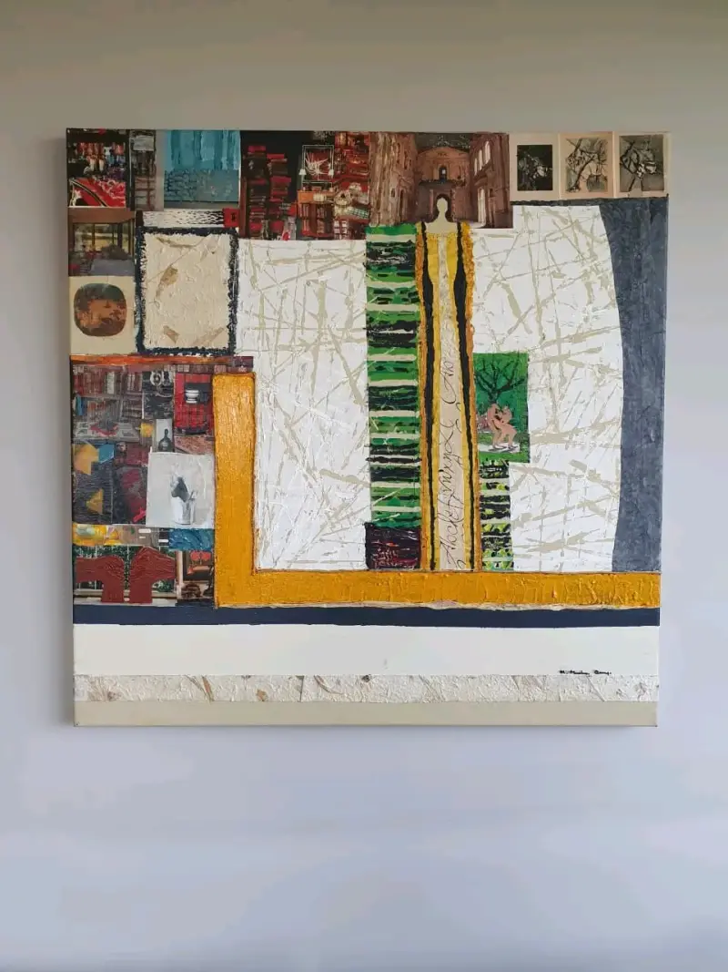 Cuadro acrílico con técnica mixta 80x80 cm