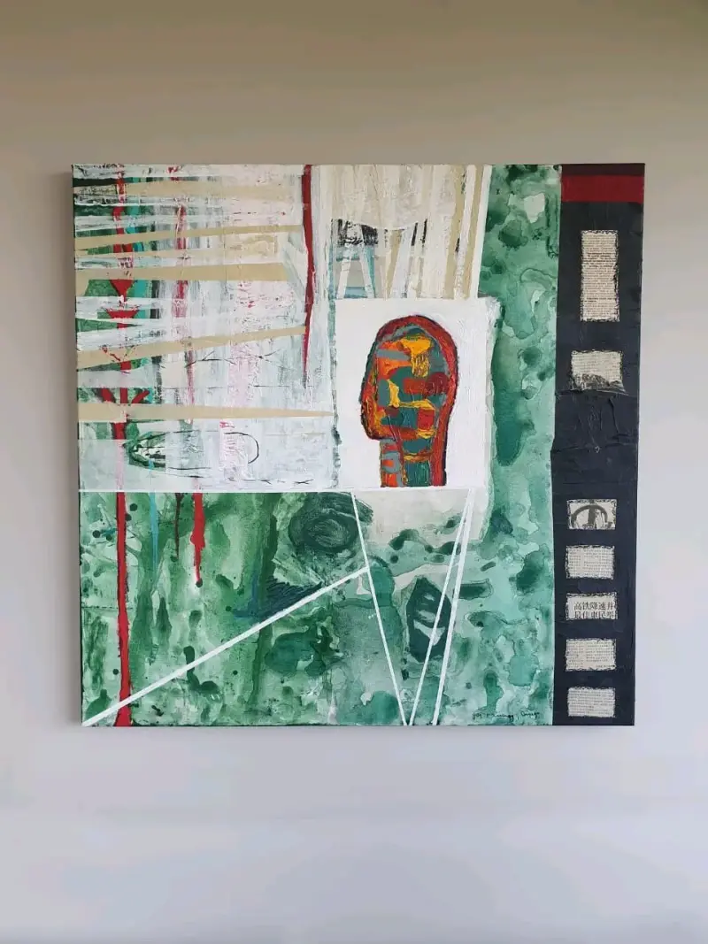 Cuadro acrílico con técnica mixta 80x80 cm