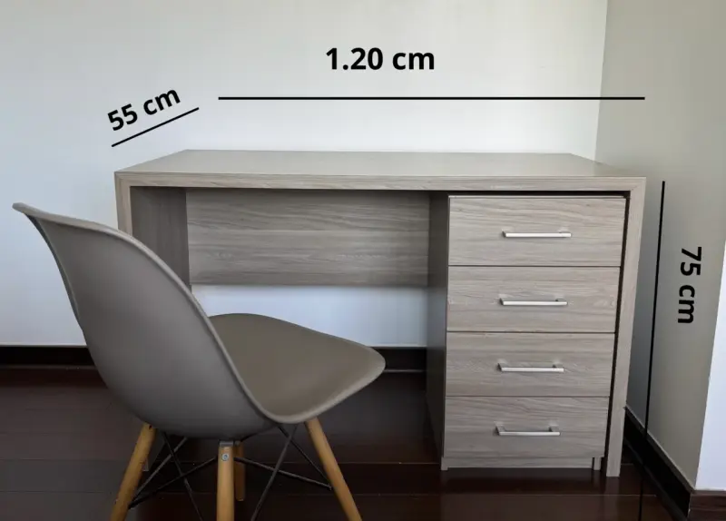 Escritorio de madera con cajonera + silla - 5