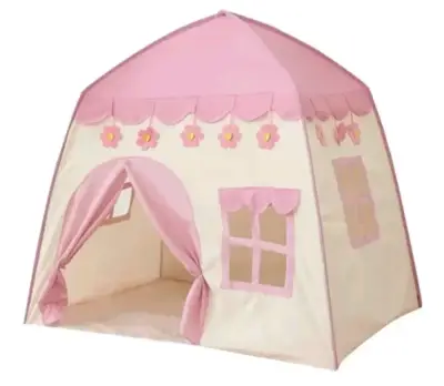 Carpa de juego infantil rosa con diseño de flores - miniatura 1