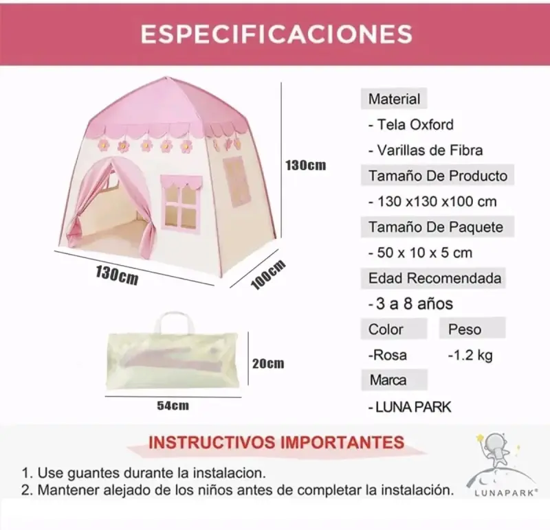 Carpa de juego infantil rosa con diseño de flores - 6