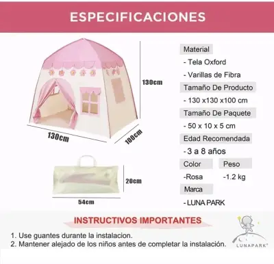 Carpa de juego infantil rosa con diseño de flores - miniatura 6