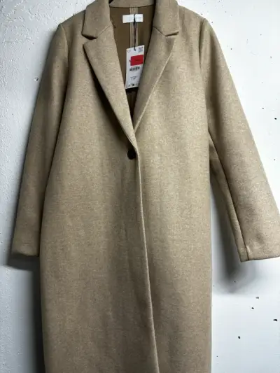 Abrigo largo beige de paño Zara - miniatura 1
