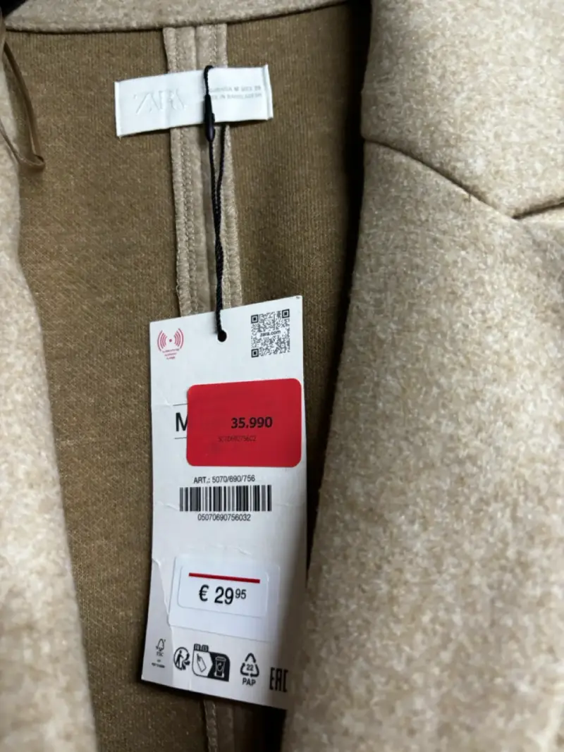 Abrigo largo beige de paño Zara - 2