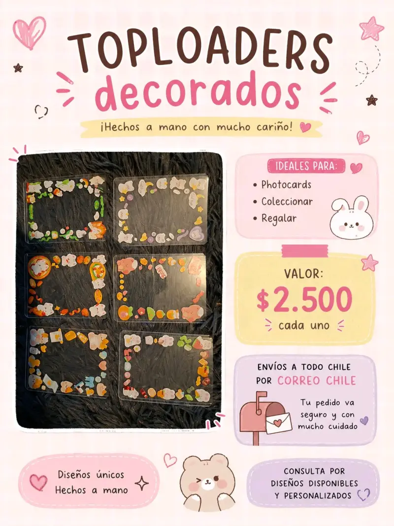 Toploaders decorados hechos a mano