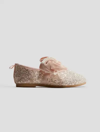 Zapatos ballerina H&M con lazo rosa y brillos - miniatura 2