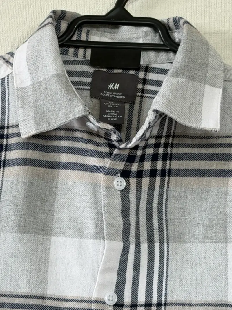 Camisa de franela a cuadros gris H&M - 3