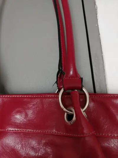 Bolso de cuero rojo con asas resistentes - miniatura 4