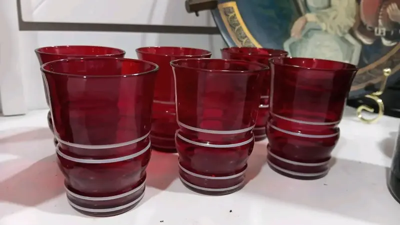 6 vasos cristal rojo rubí - 1