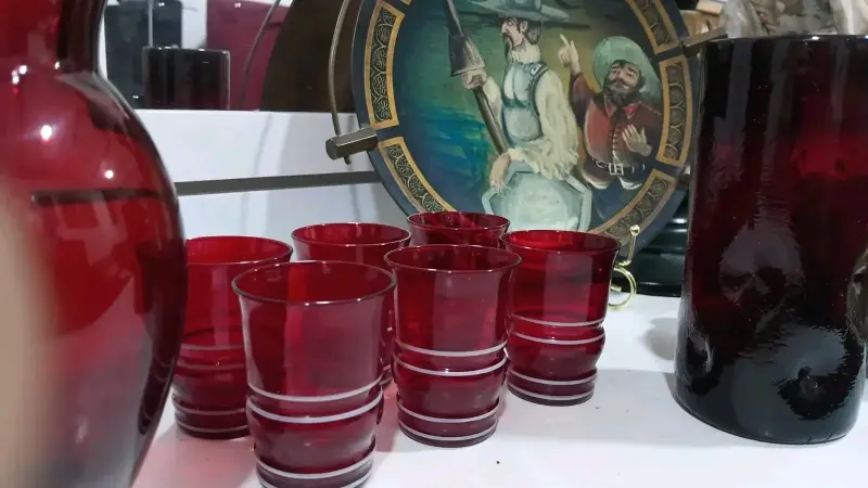 6 vasos cristal rojo rubí - 2