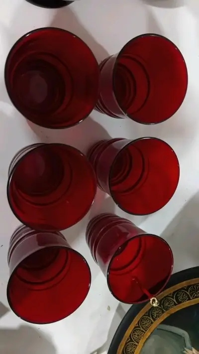 6 vasos cristal rojo rubí - miniatura 3