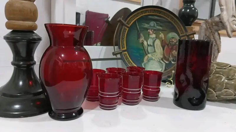 6 vasos cristal rojo rubí - 5