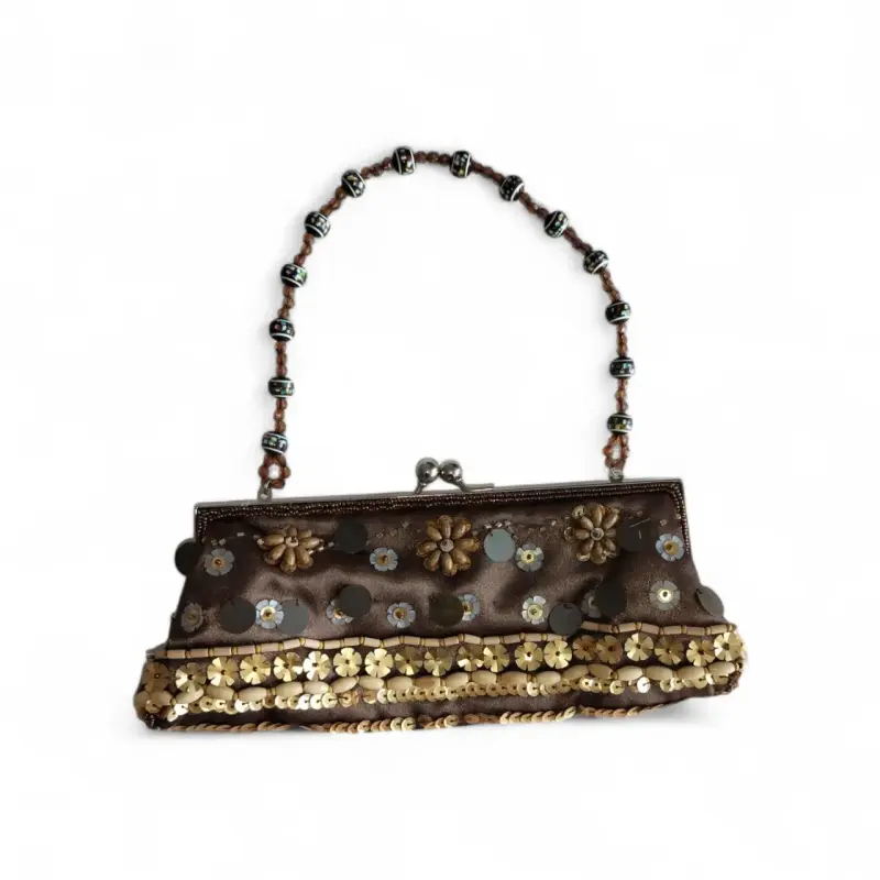 Cartera de mano vintage con lentejuelas y cuentas - 1