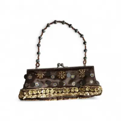 Cartera de mano vintage con lentejuelas y cuentas - miniatura 4