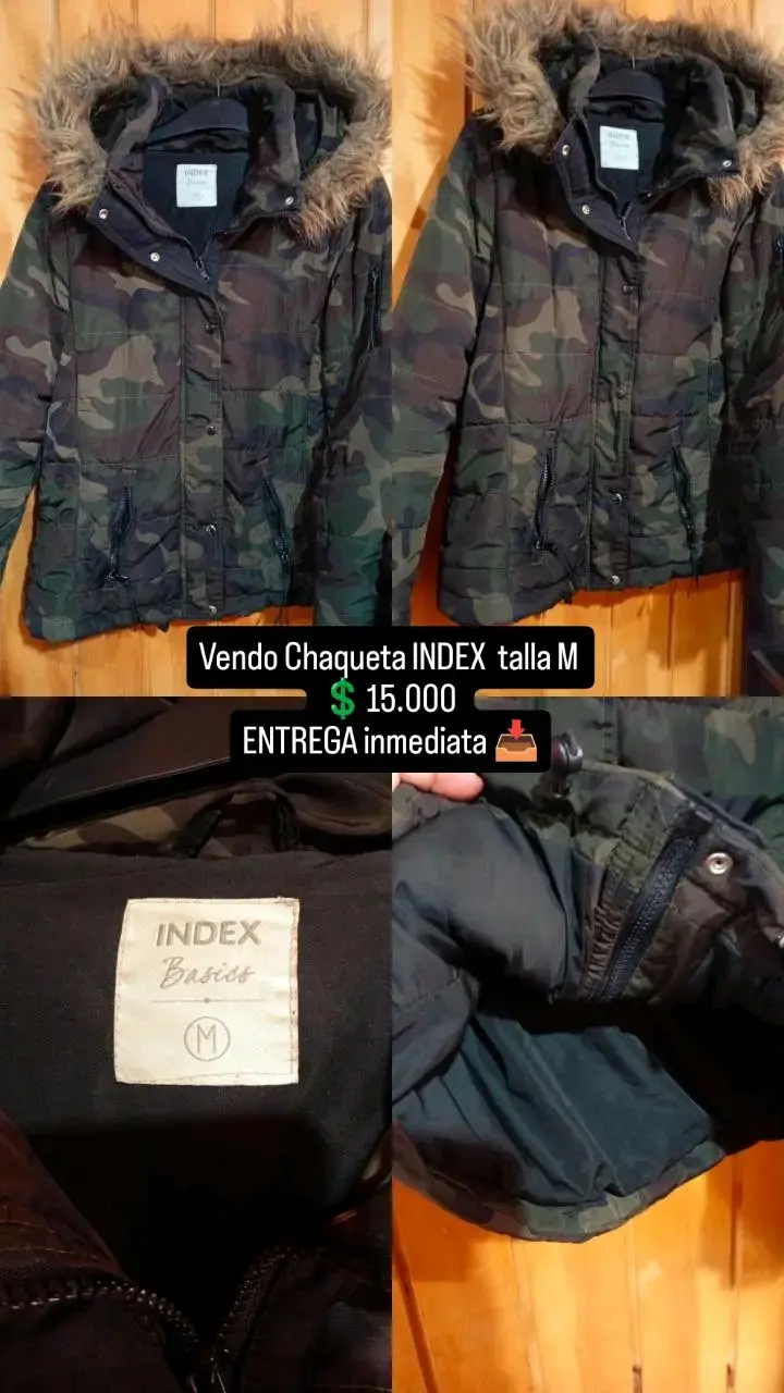 Chaqueta camuflada con capucha de piel sintética - 1