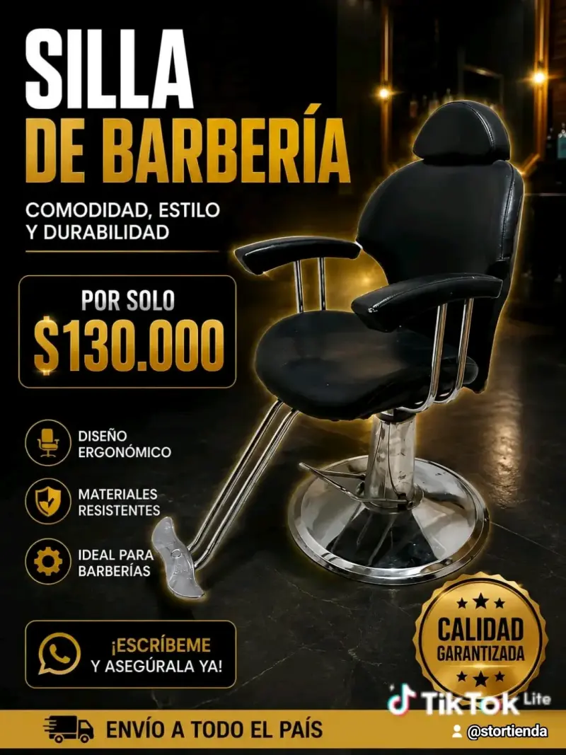 Silla de barbería ergonómica y resistente - 1
