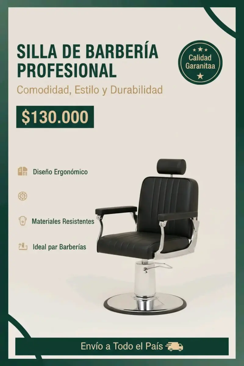 Silla de barbería ergonómica y resistente - 2