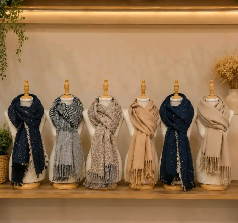 Bufandas de lana con diseño a cuadros - 3