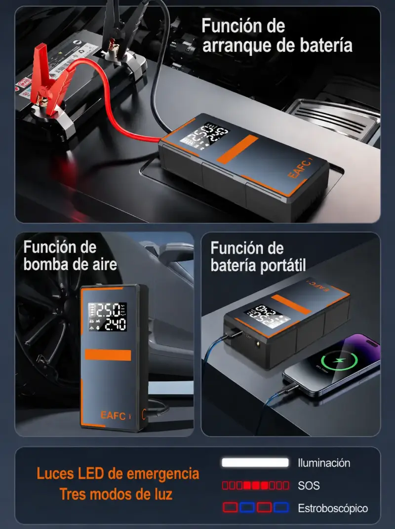Partidor de Batería/powerbank/inflador/linterna - 4