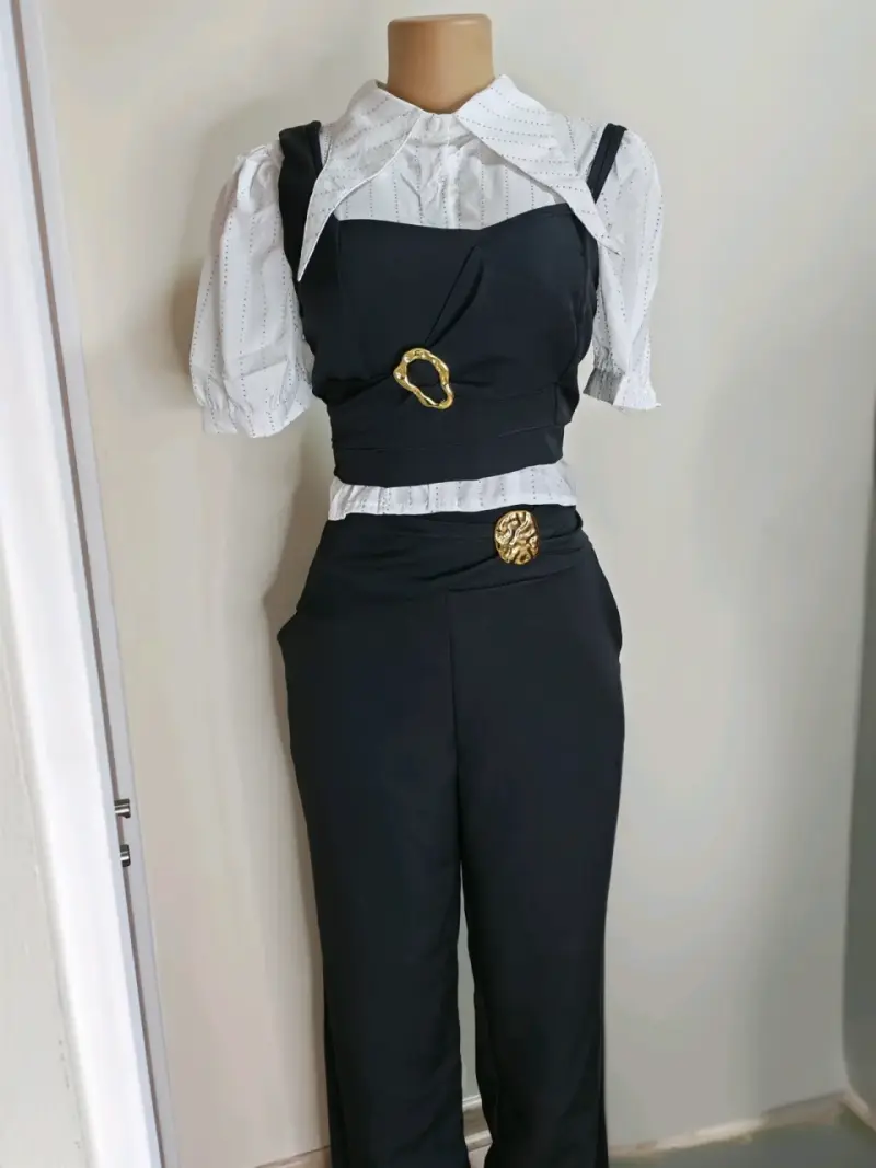Conjunto de dos piezas negro elegante para mujer - 3