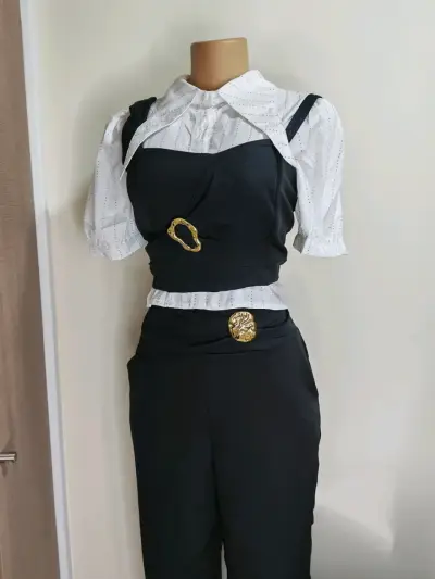 Conjunto de dos piezas negro elegante para mujer - miniatura 4