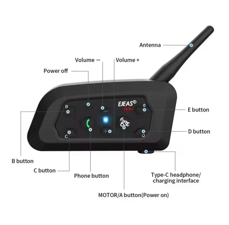 Intercomunicador Bluetooth Ejeas V6 pro+ - 2