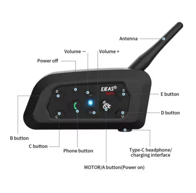 Intercomunicador Bluetooth  Ejeas V6 pro+ - miniatura 2
