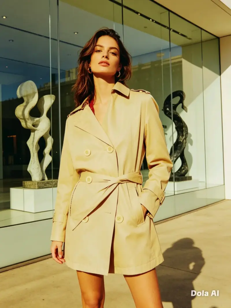 Trench coat beige para mujer elegante
