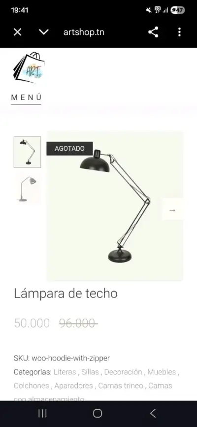 Lámpara de pie articulada negra moderna - miniatura 2