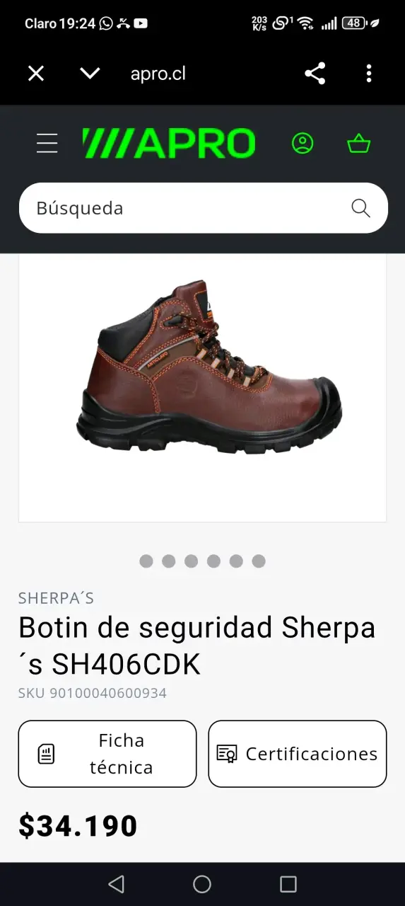 Botín de seguridad Sherpa's SH406CDK marrón - 1