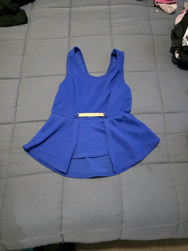 Top azul sin mangas para mujer - 2