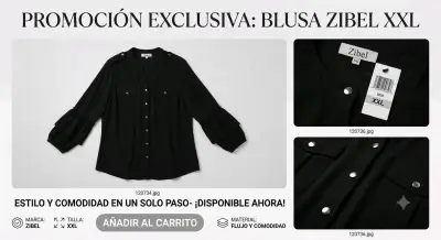 Blusa negra Zibel XXL con botones decorativos - miniatura 1