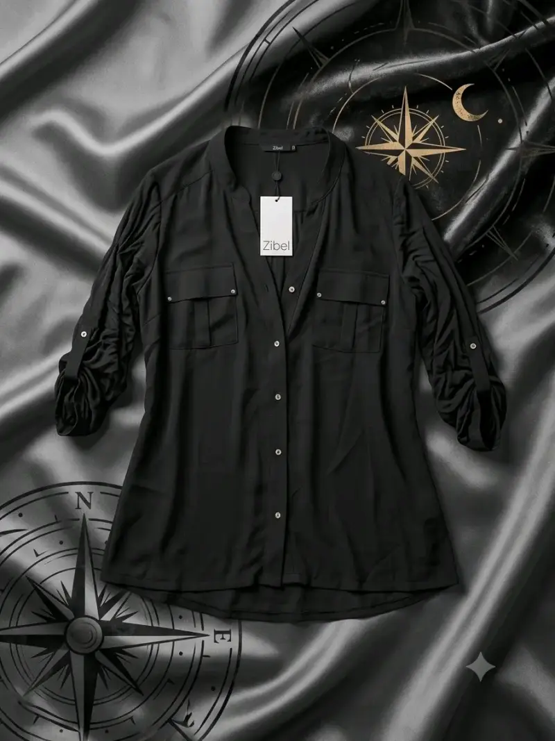 Blusa negra Zibel XXL con botones decorativos - 2
