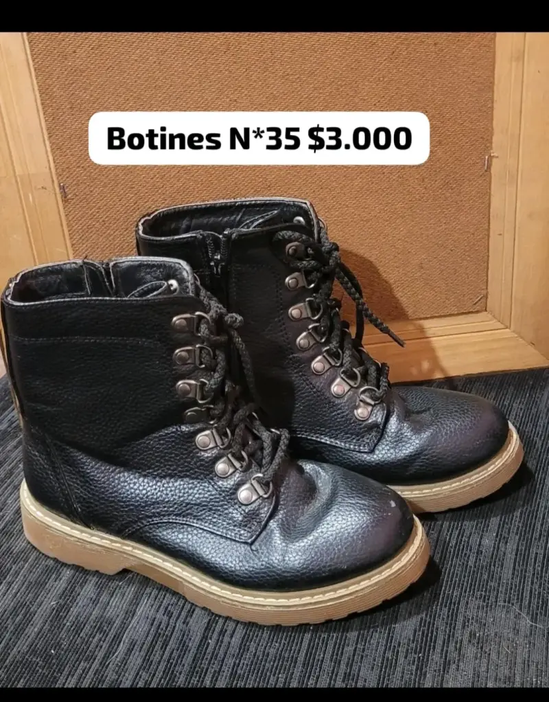 Botines de cuero negros talla 35 en buen estado