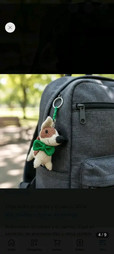 Llavero Perritos con Corbatín tejido a crochet - miniatura 1