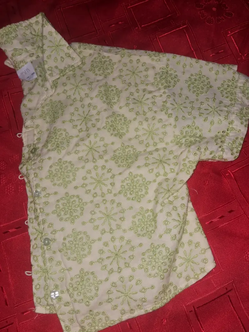 Camisa de hombre estampada verde y blanca - 1