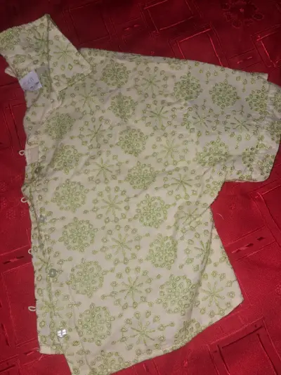 Camisa de hombre estampada verde y blanca - miniatura 1
