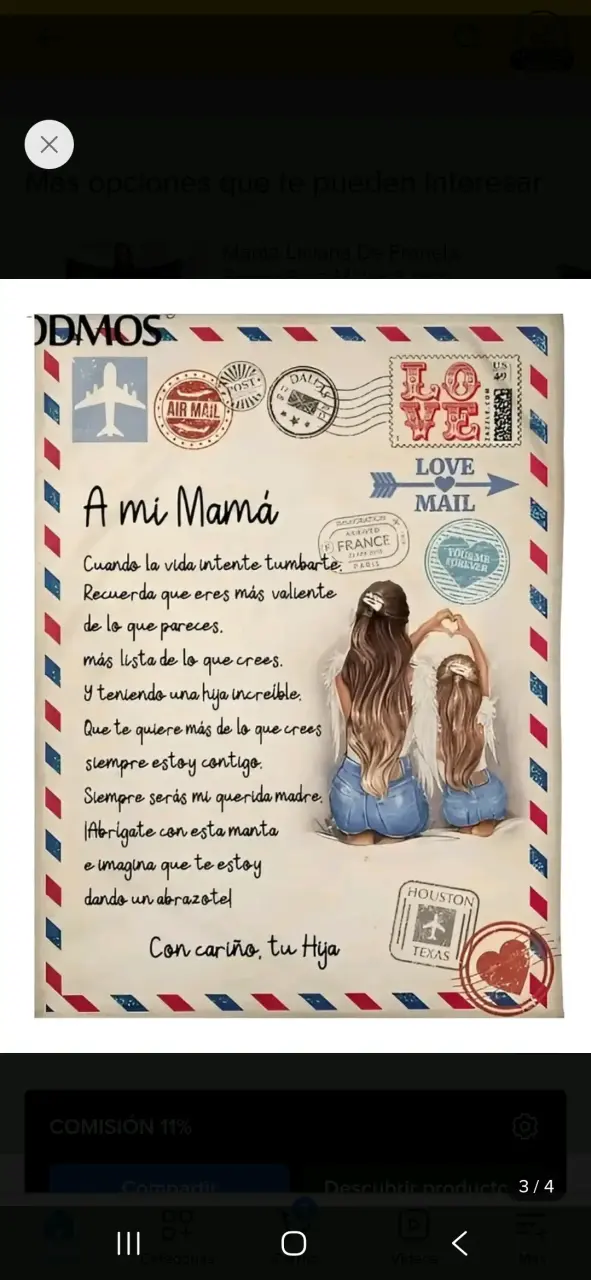 Manta personalizada para mamá con mensaje emotivo - 2