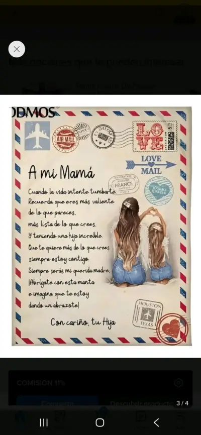 Manta personalizada para mamá con mensaje emotivo - miniatura 2