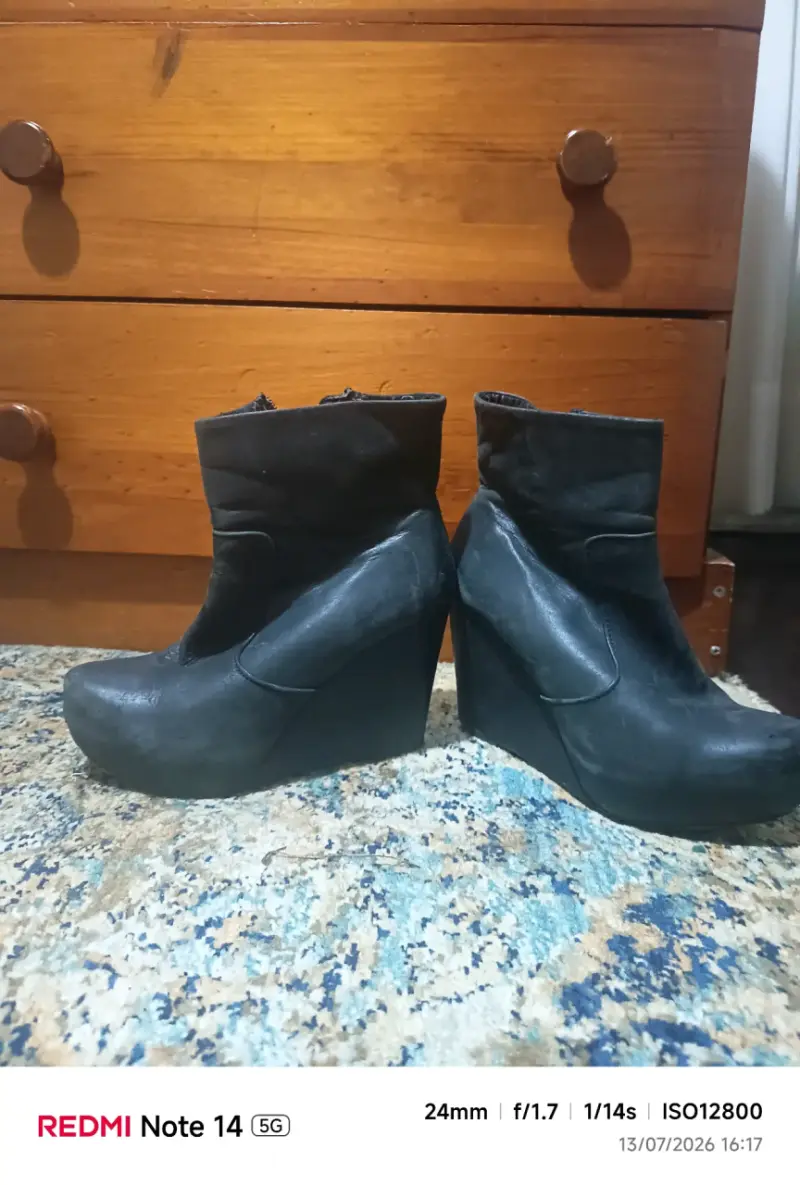 Botines de cuero negro con plataforma - 1