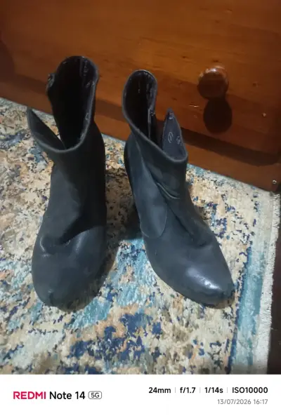 Botines de cuero negro con plataforma - miniatura 2