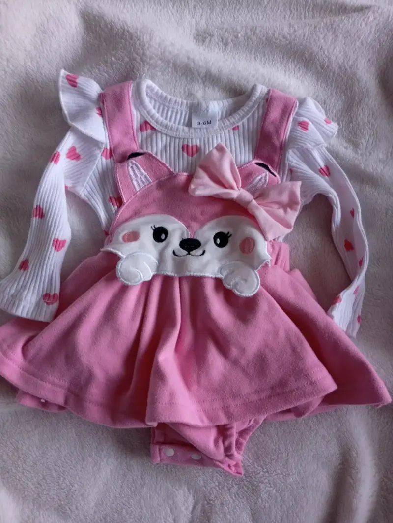 Vestido de niña rosa con flores en tul - 2