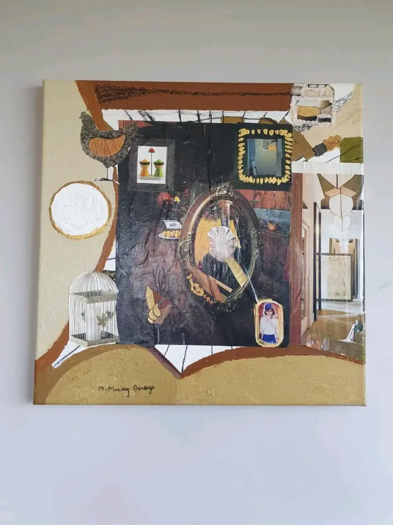 Cuadro acrílico con técnica mixta 40x40 cm