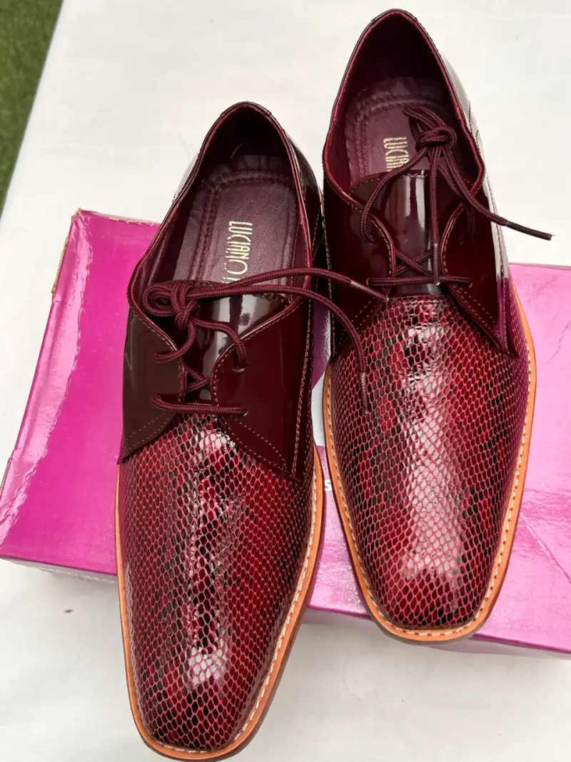 Zapatos de vestir burdeos Luciano con diseño de serpiente - 1