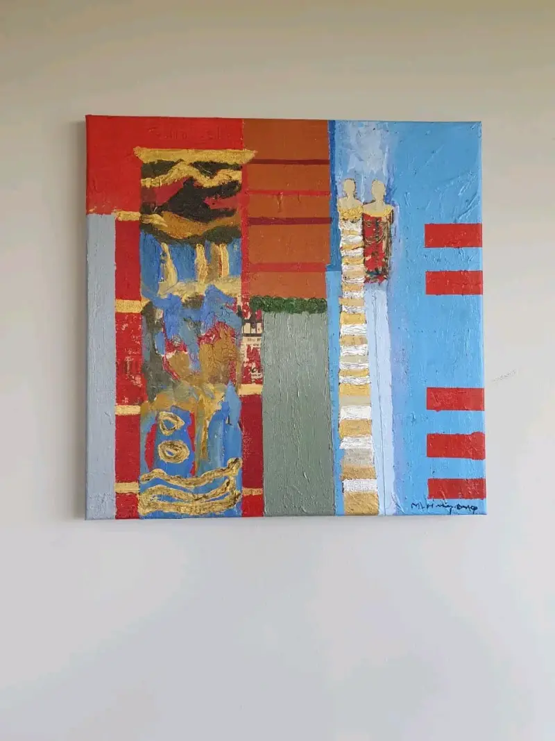Cuadro acrílico con técnica mixta 40x40 cm