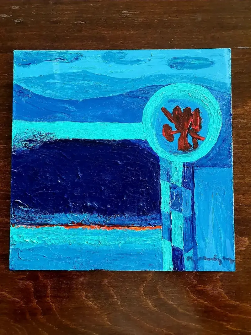 Cuadro acrílico con técnica mixta 30x30 cm