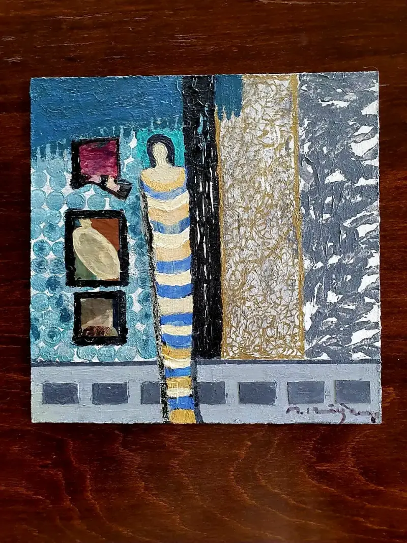 Cuadro acrílico con técnica mixta 30x30 cm