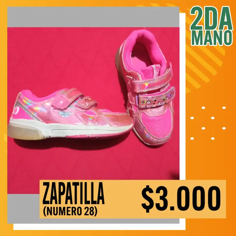 Zapatillas rosadas para niñas con velcro, número 28