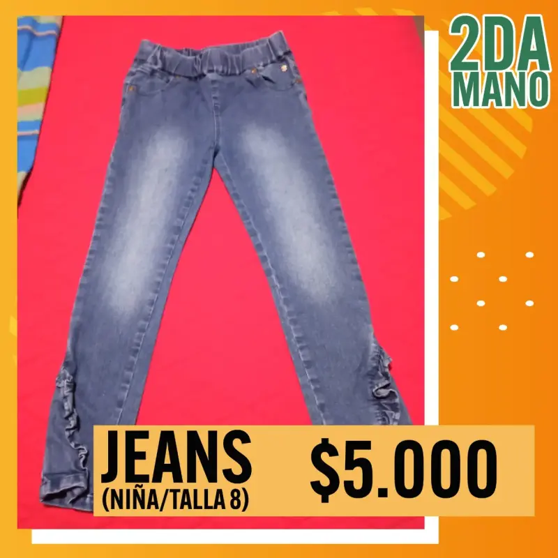 Jeans para niña talla 8 con volantes