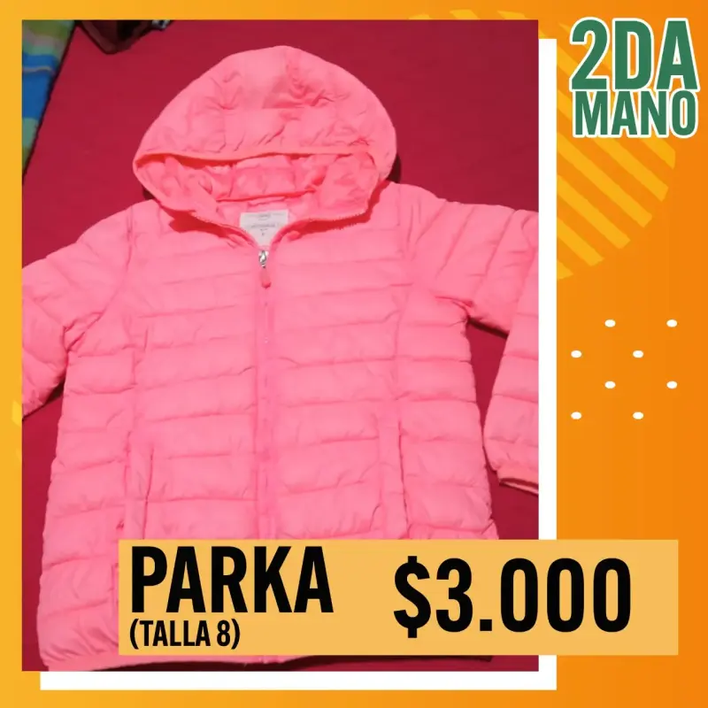 Parka infantil rosada talla 8